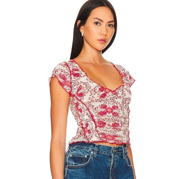 NWT Oh My Baby Tee by Free People in Sand Combo Size: M - Picture 4 of 11